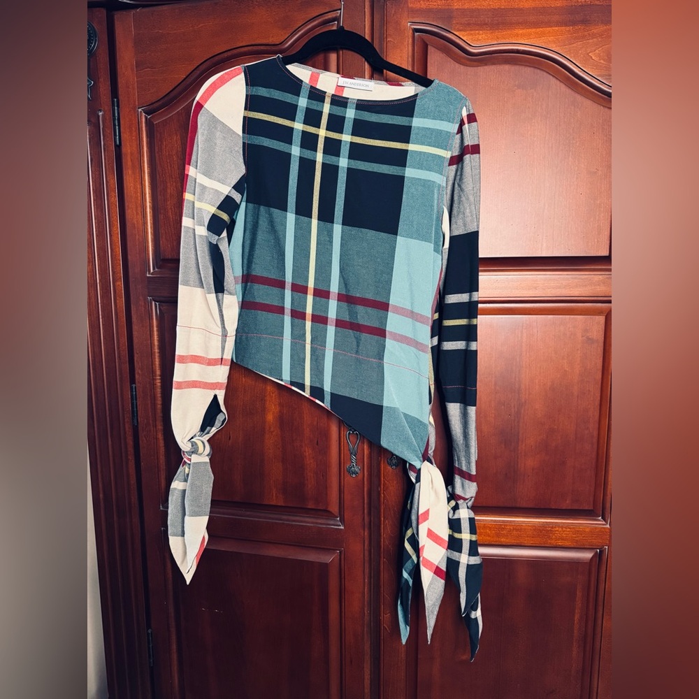 JW Anderson Plaid Asymmetrical Long Sleeve Top